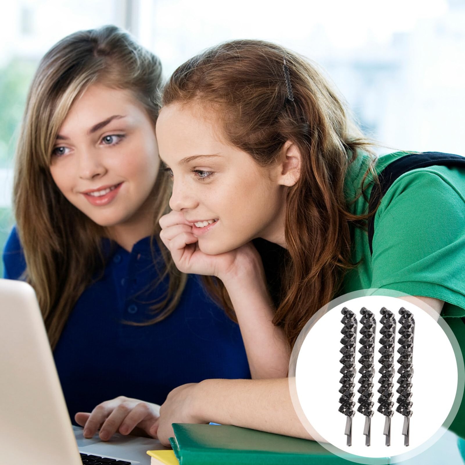 Uonlytech Hair Clips, 1 Set 2 Pairs Rhinestone 1 Count (Pack of 1), Black