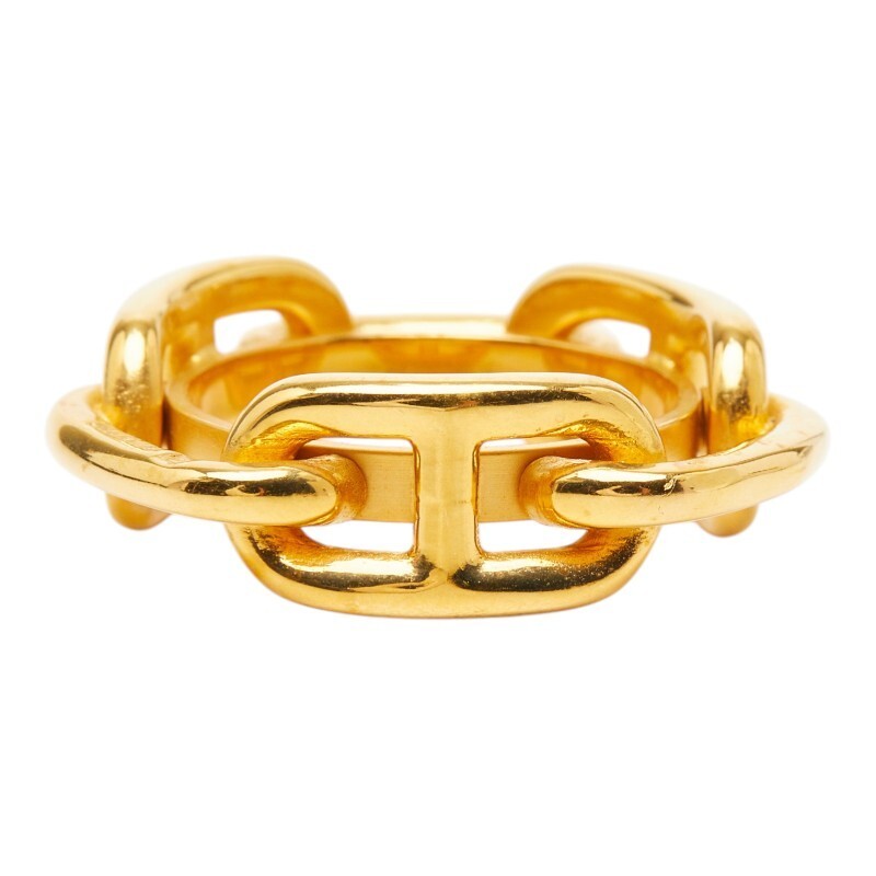 Hermes Sheen d’Ancre Scarf Ring Gold Plated Metal Ladies Accessory 29.5mmx32.0mm
