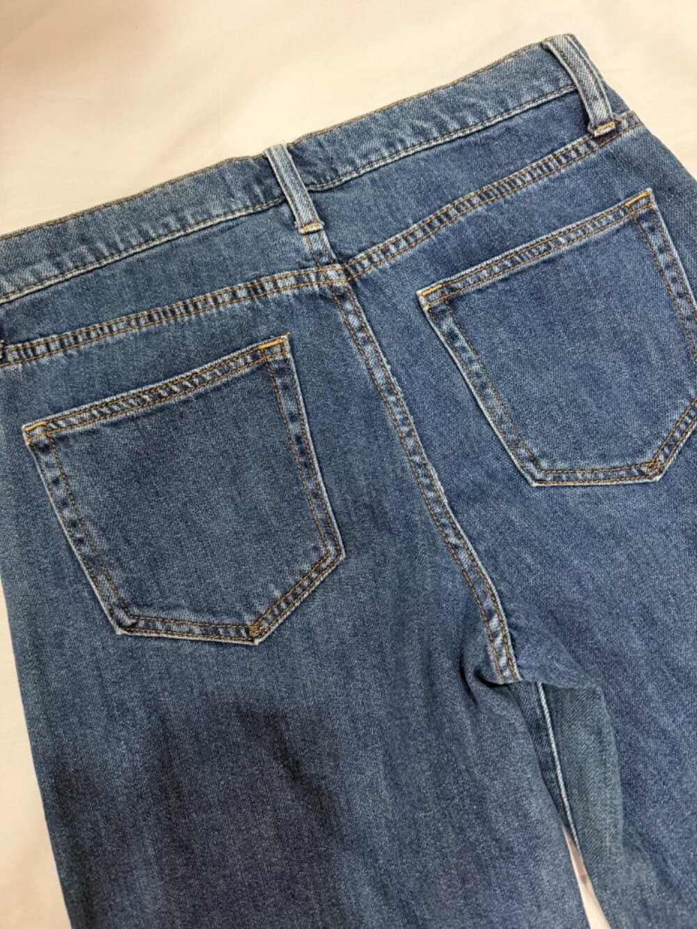 Gap 1969 Wide-Leg High Rise Distressed Bleached Hem Denim Jeans Size 25