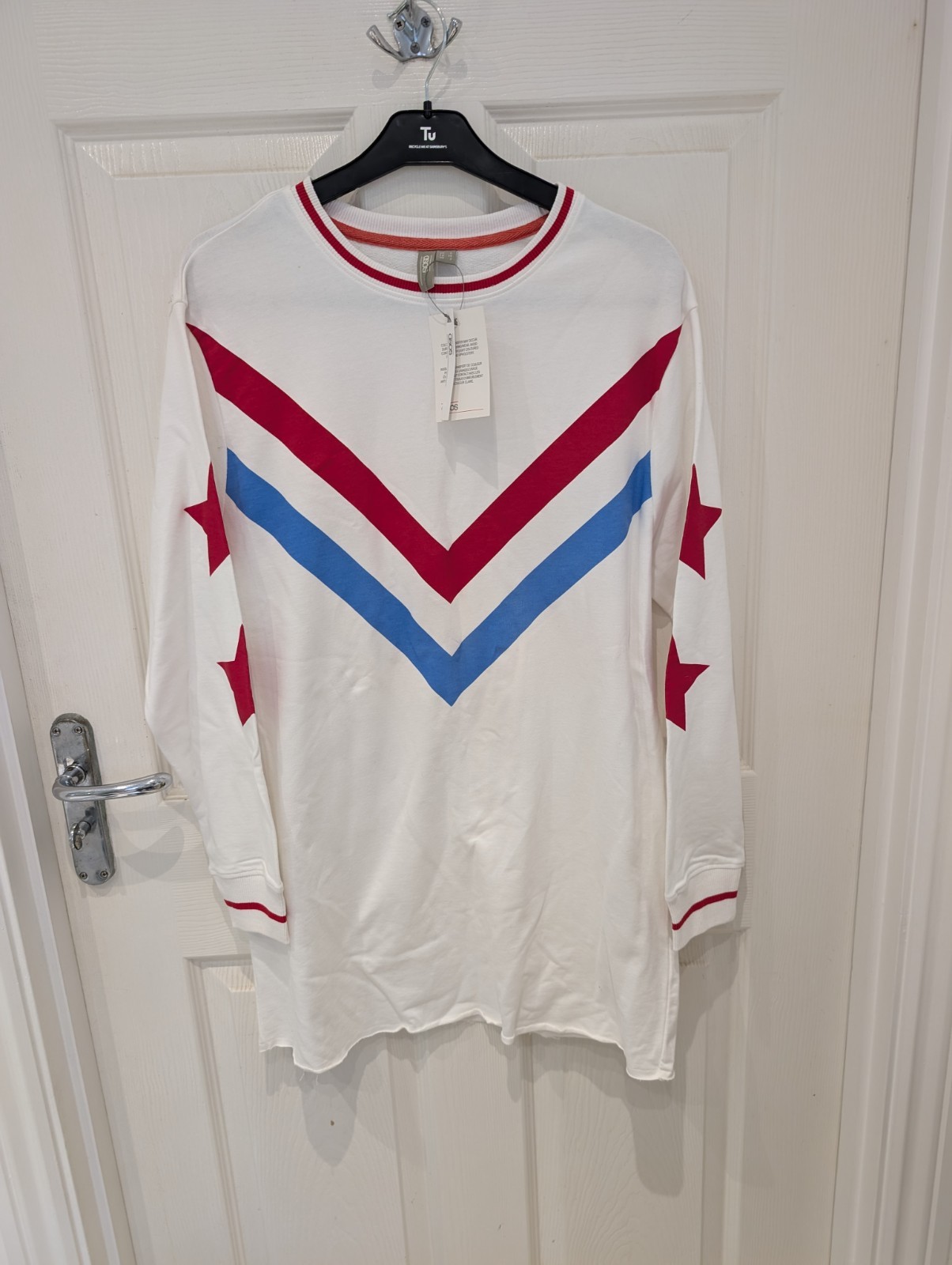 ASOS Sweatshirt Dress UK 6 BNWT Stars Chevrons Stripe Long Sleeve