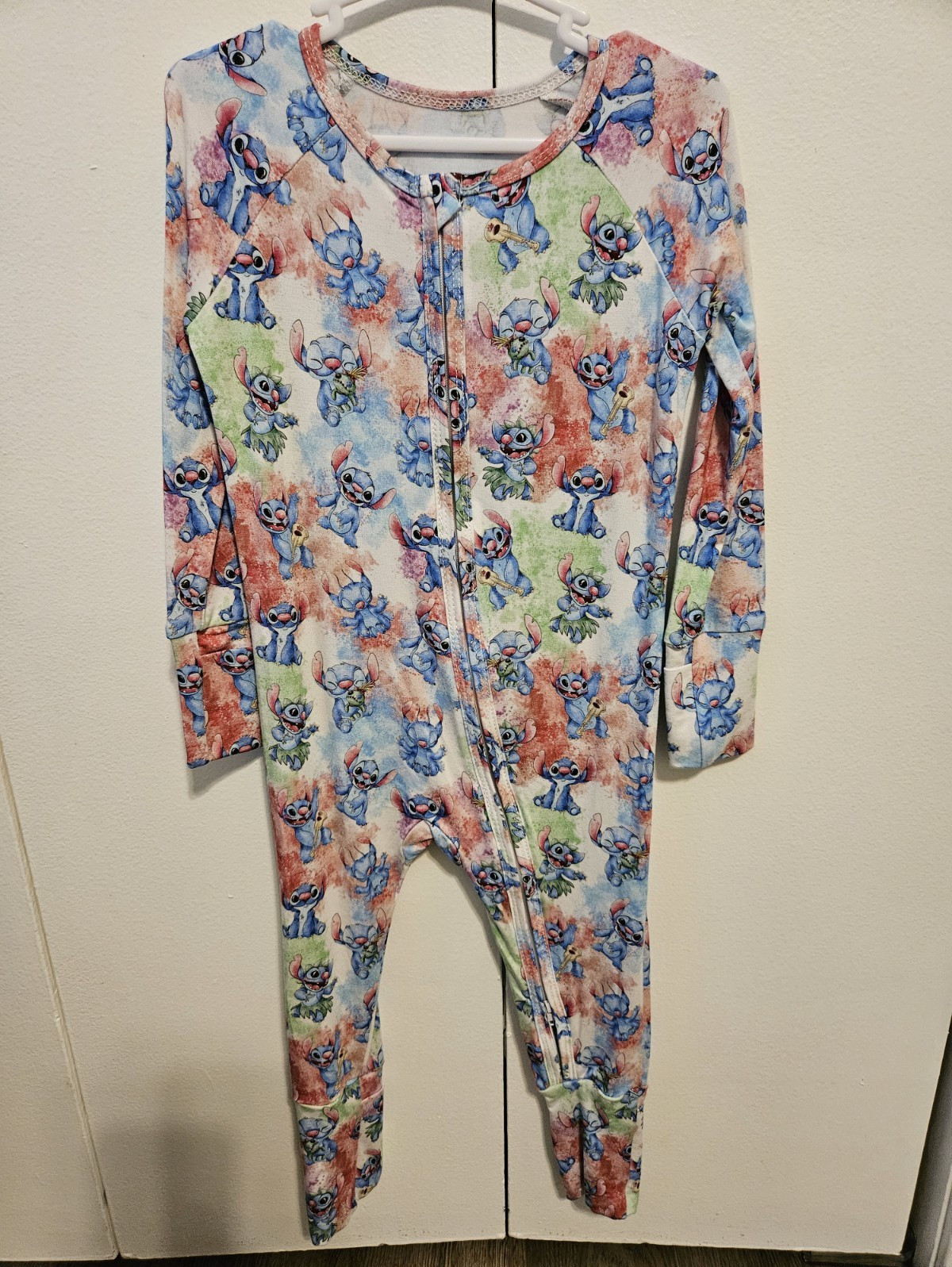 Bamboo Disney Stitch Graphic Print Zip Sleeper Long Sleeve 18-24M