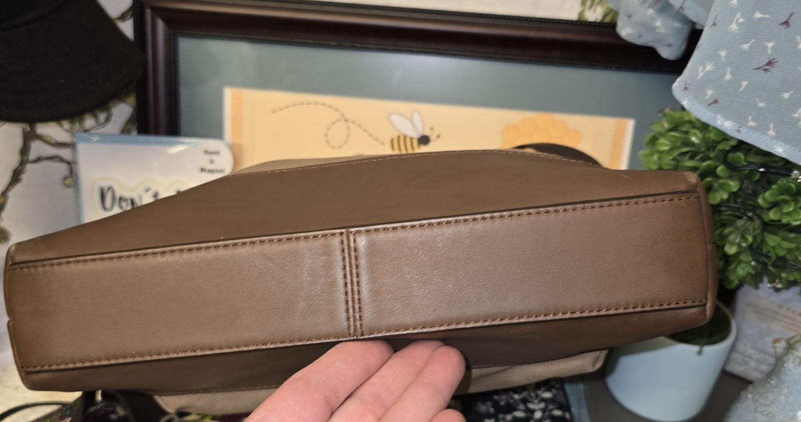 COACH KHAKI BROWN CAMDEN CANVAS ZIP TOP CROSSBODY (F70820) EXCELLENT CONDITION