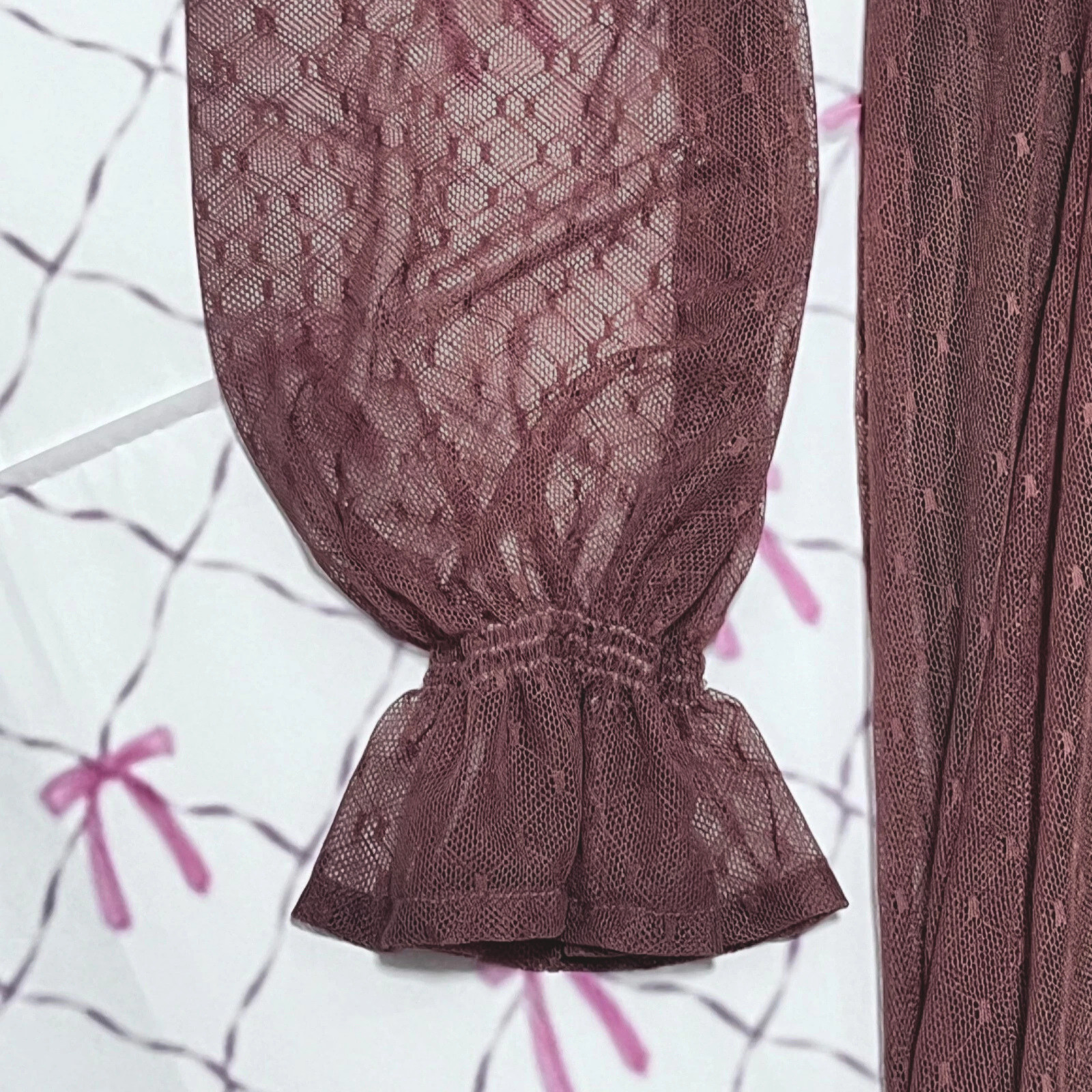 Velour Lace Long Dress Red M Elegant Kawaii Jashion Party Feminin