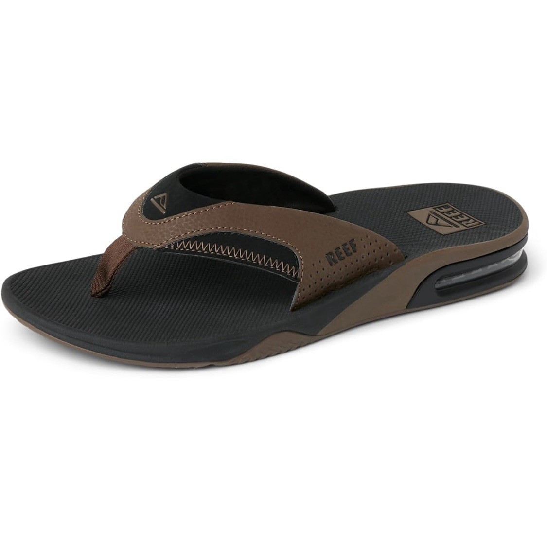 REEF Fanning Flip-Flop Sandals & Sole Bottle Opener Black/Tan Men’s Size 8 NEW