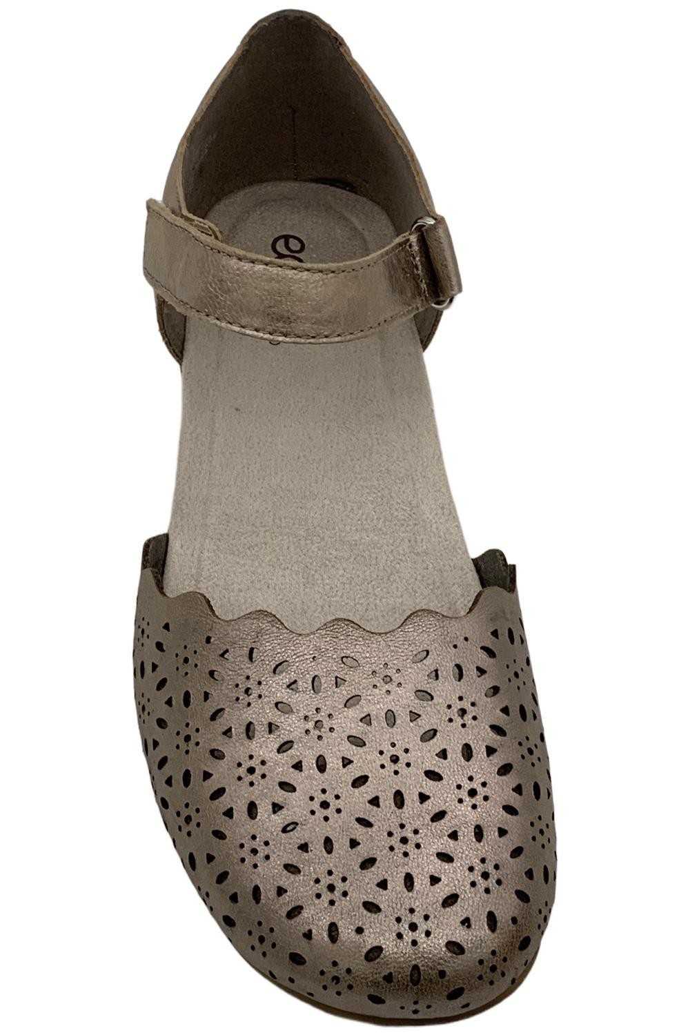 Earth Leather Perforated Mary Janes Brynn Pewter