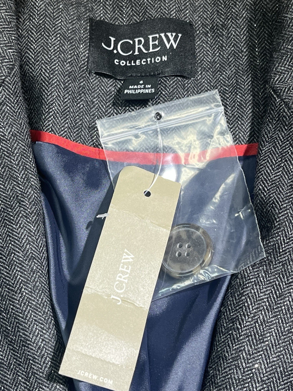 J.Crew Mario Bellucci Italian Wool Tweed Blazer Two Buttons Size 6 NWT $319