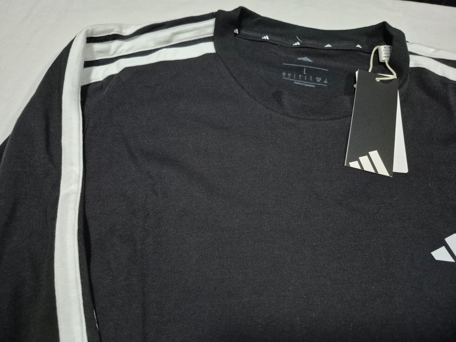 Adidas Mens Multi Sports Training Long Sleeve Black White Tee KC2561
