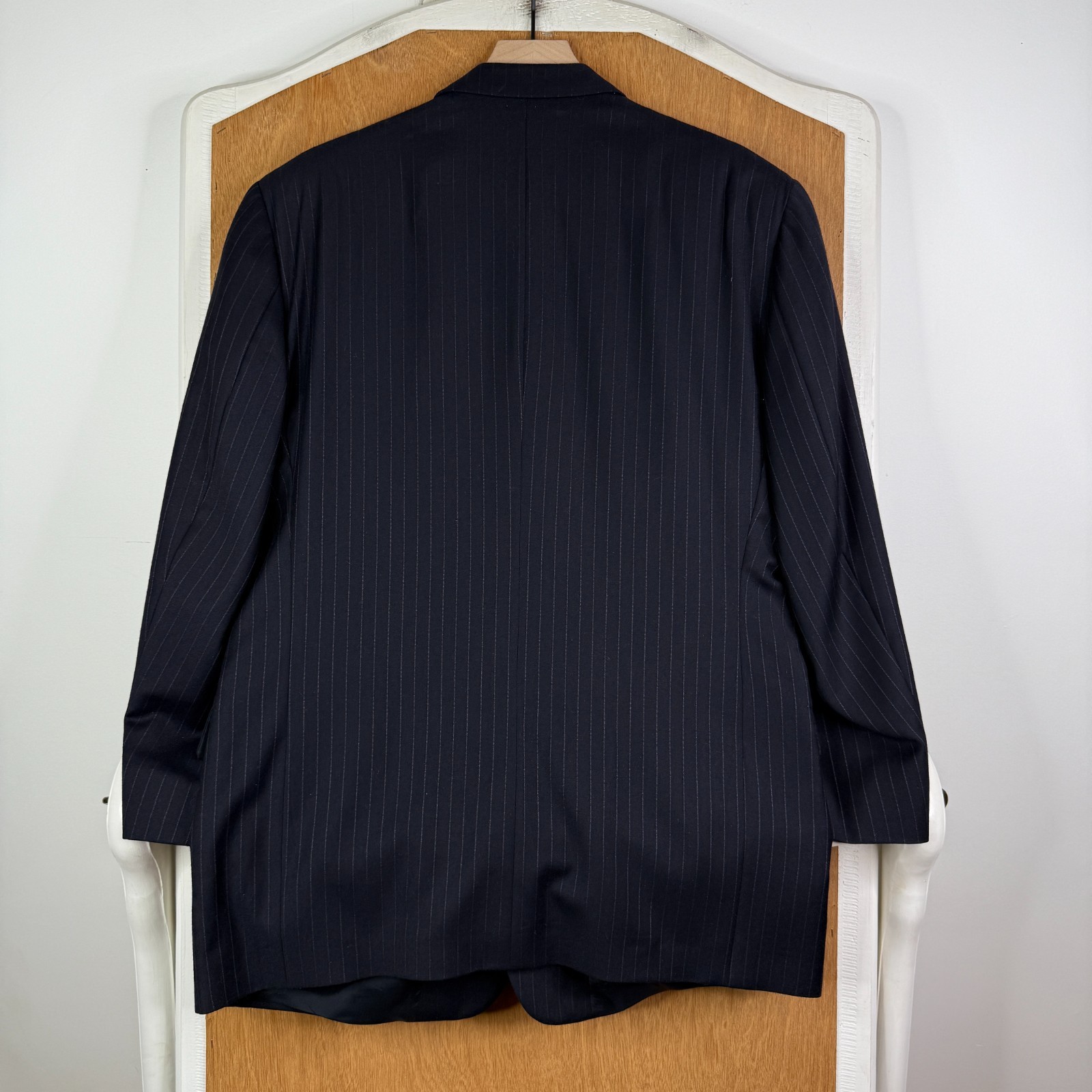 Coppley Suit Mens 42L Navy Blue Pinstripe 3 Button Ermenegildo Zegna Cloth 36×30