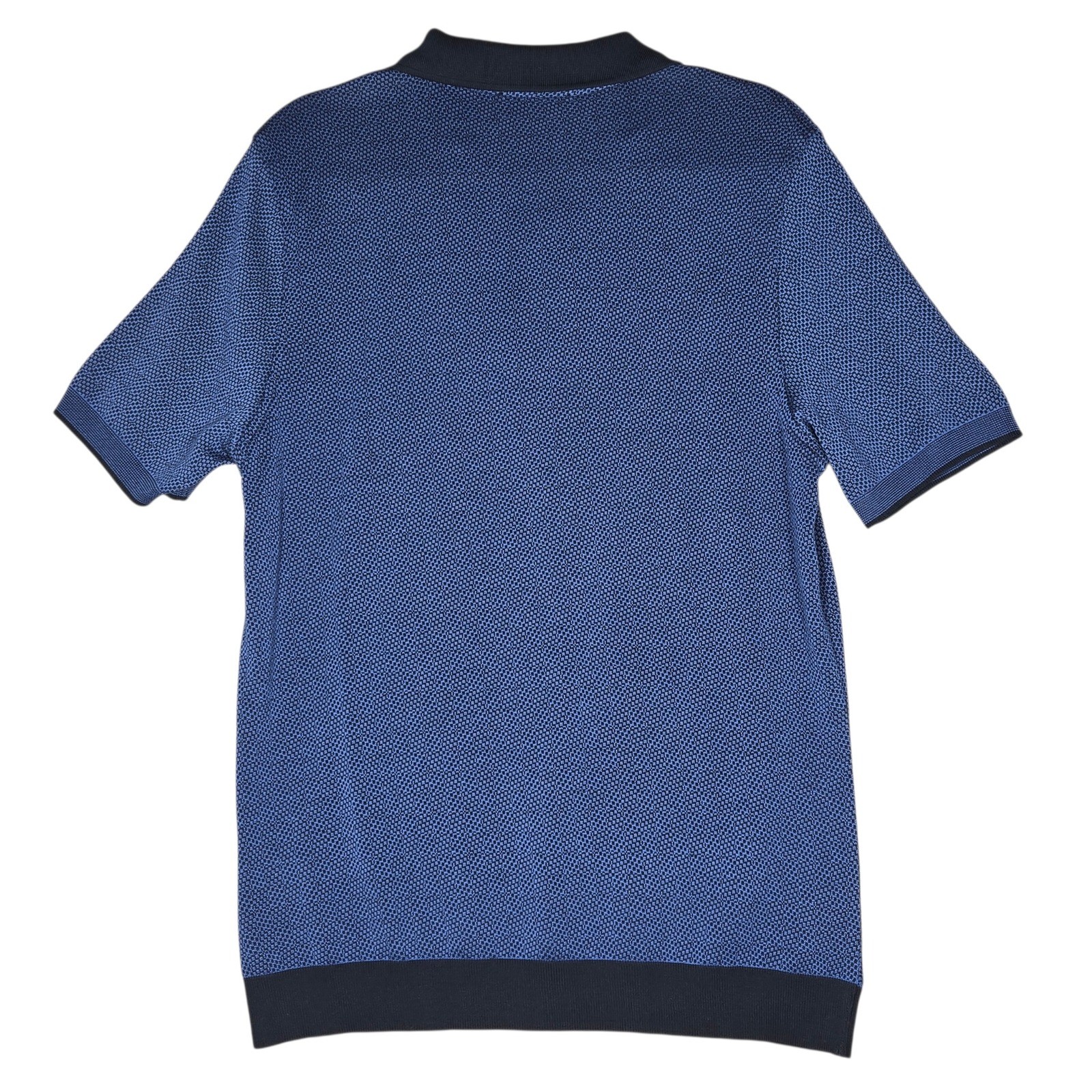 Corneliani Quarter Zip Polo Mens 52 Large Navy Cotton Jacquard Pullover Italy
