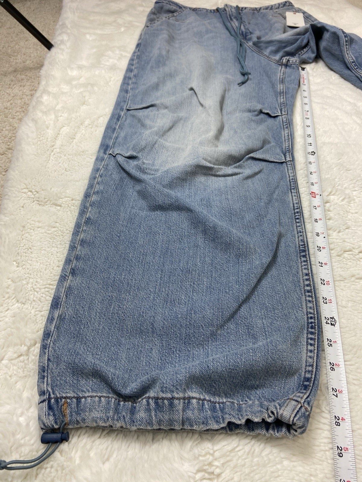 GOOD AMERICAN LITE LINEN DENIM PARACHUTE PANTS INDIGO794 Size 14/32 NEW