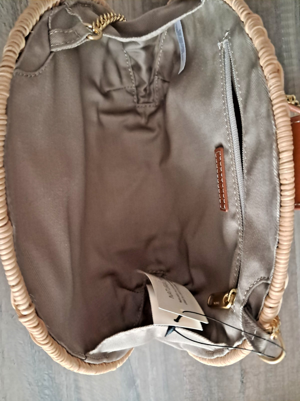 NWT Talbots rattan & leather purse , chain strap, NEW