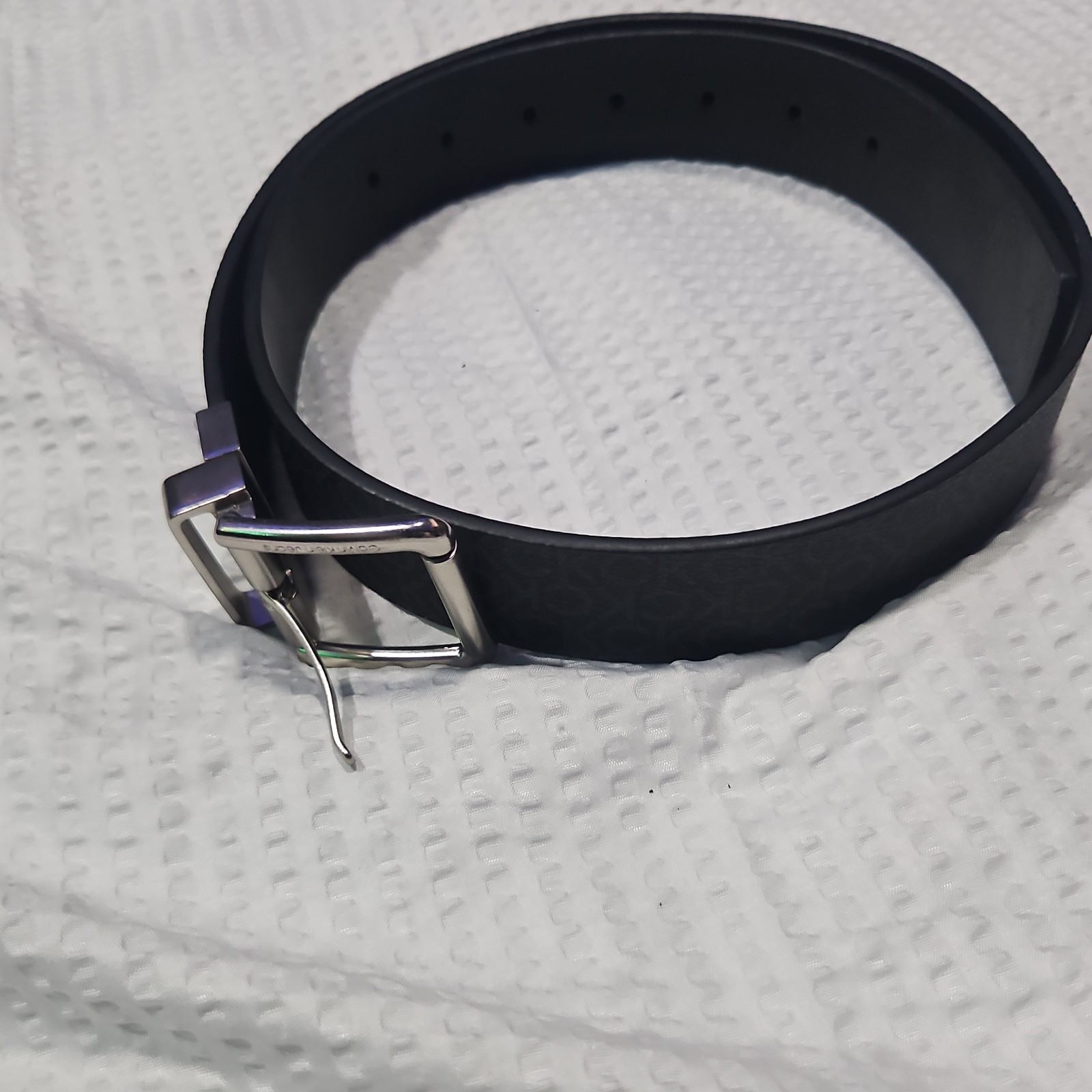 Calvin Klein Men’s Black Logo Pattern Adjustable Belt CK Buckle Size L