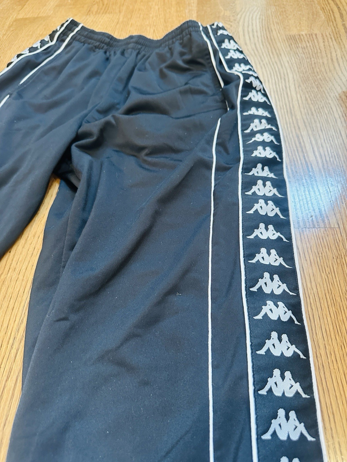 VTG Y2K Kappa Men’s Tear Away Snap On Track Pants Drawstring Black L Activewear
