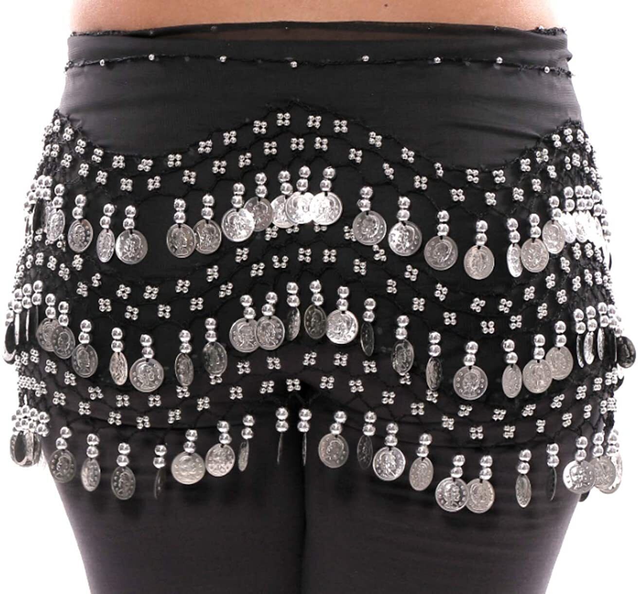 Women’s 3 Rows Belly Dance Waist Chain Belt Hip Wrap Scarf Belly Dancing Costume