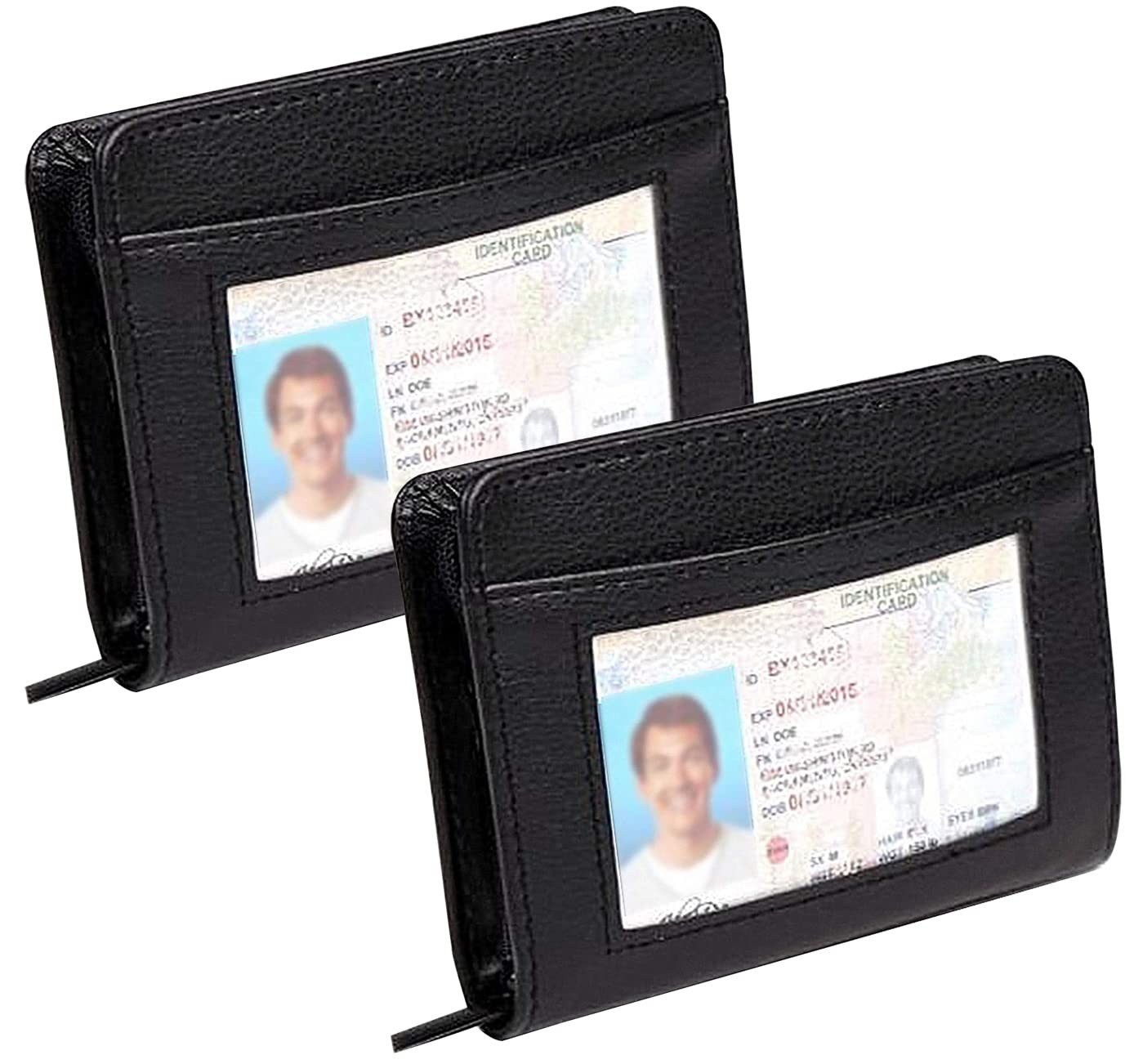 Paddsun 2 Pack Credit Card Holder Wallet 4.5″ x 3″ (11.5cm x 8.3cm), Black