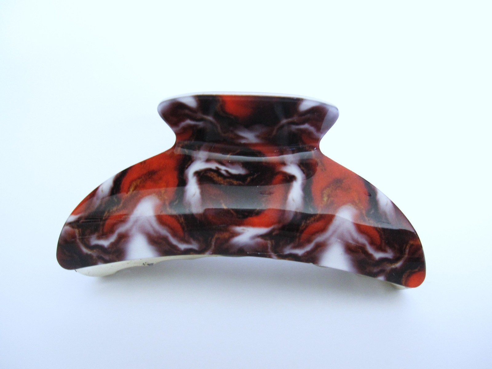 Red black brown white marbled hair claw clip