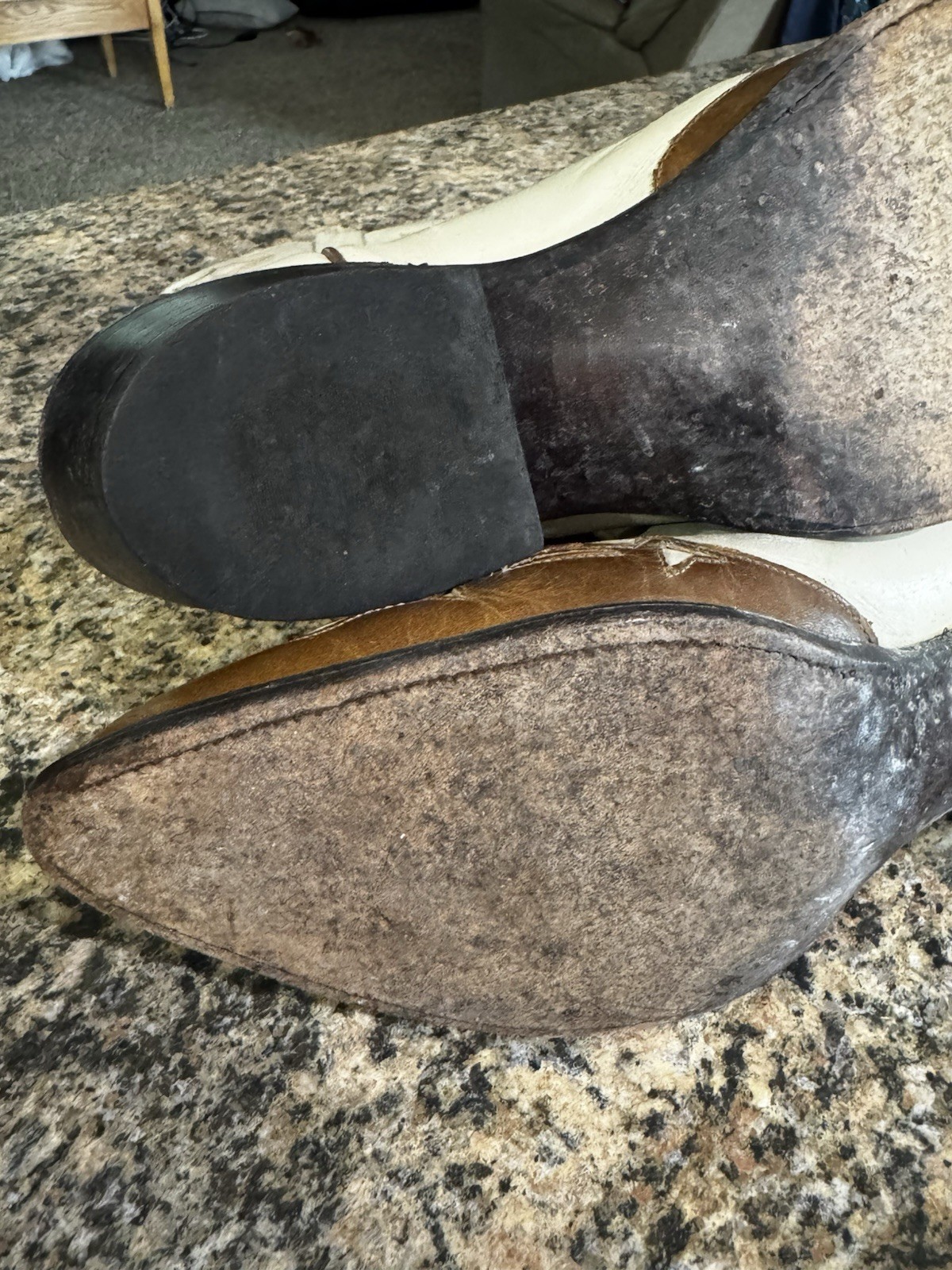 J Chisholm Vintage Men’s Cowboy Boots Brown Leather Size 11.5 Made In USA White