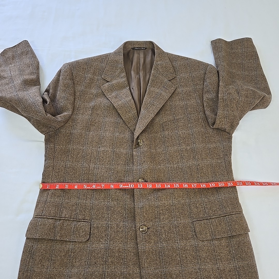 Canali Blue Label Wool Cashmere Blazer Tweed Jacket Window Pane EU 58 L US 46