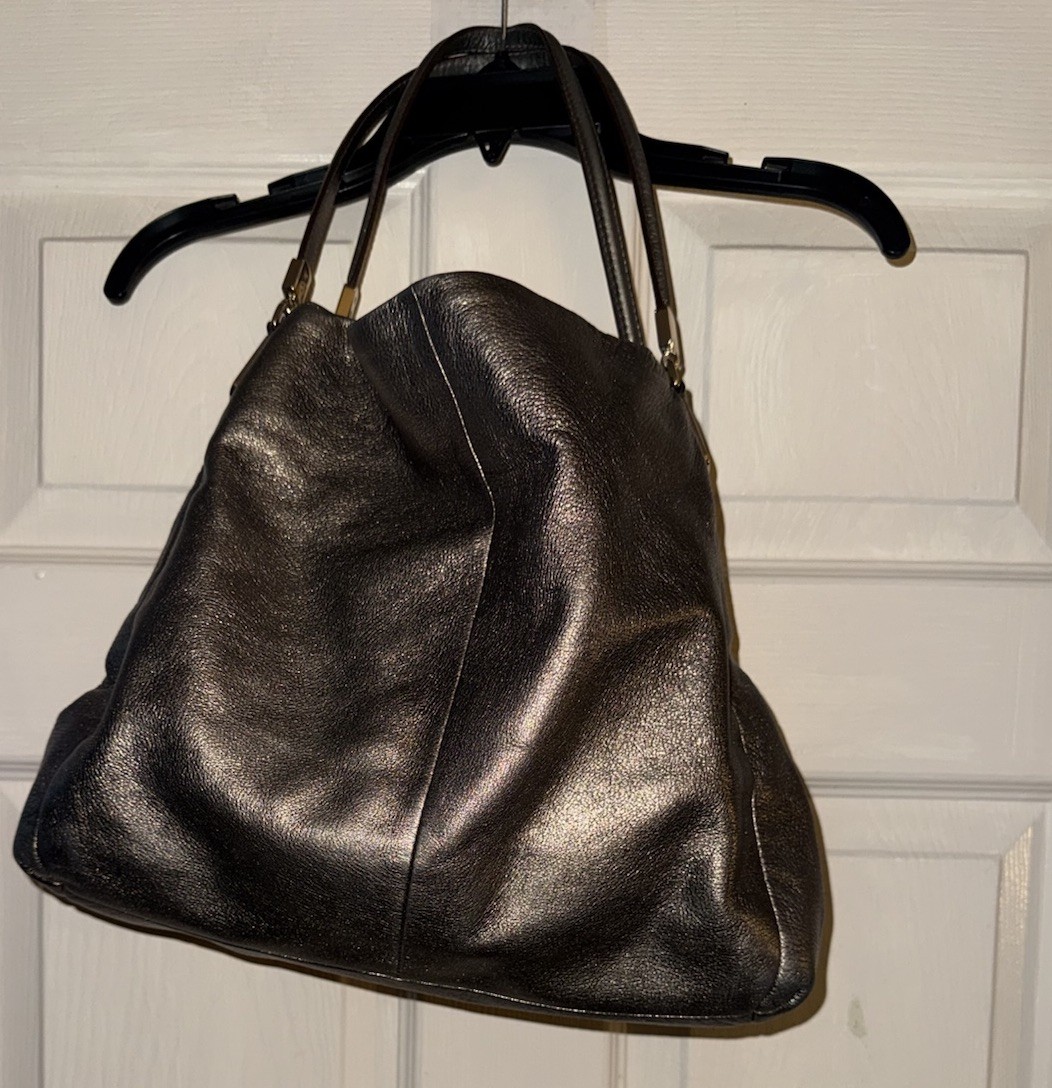 COACH Madison Metallic Leather Phoebe Shoulder Bag Purse Bronze Gold