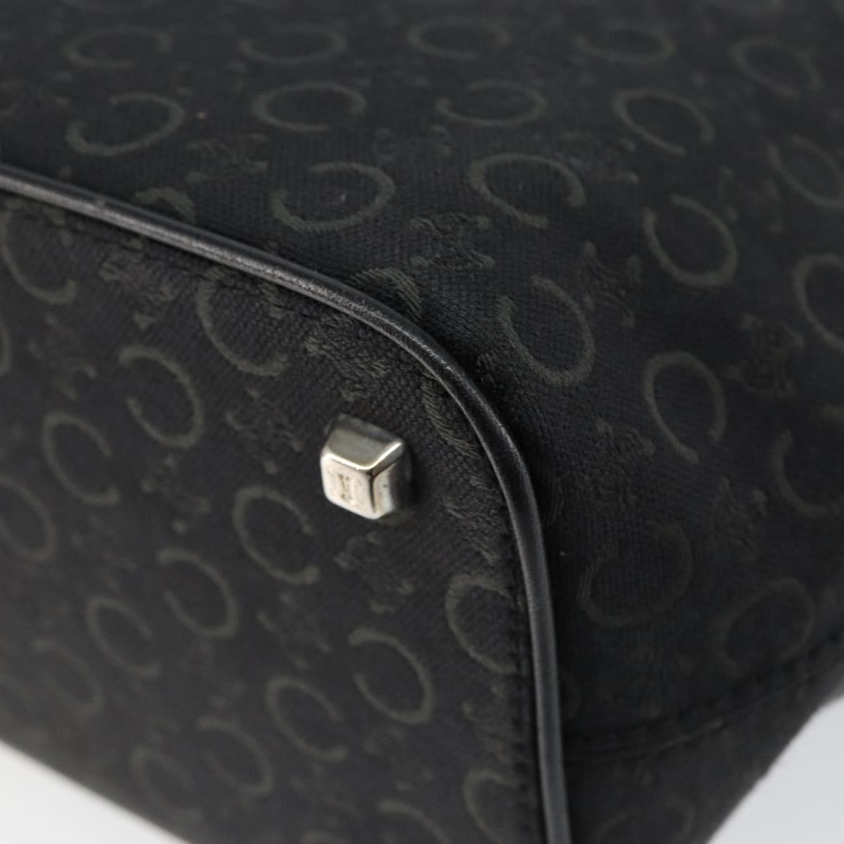 CELINE C Macadam Canvas Shoulder Bag Black Silver Auth SW1802