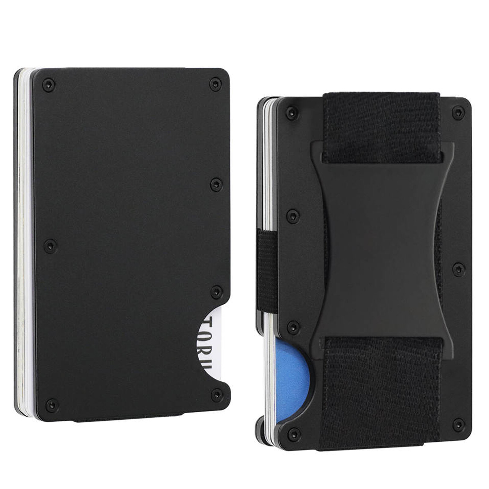 EDGE Slim RFID Minimalist Aluminum Card Holder Wallets for Men with cash strap