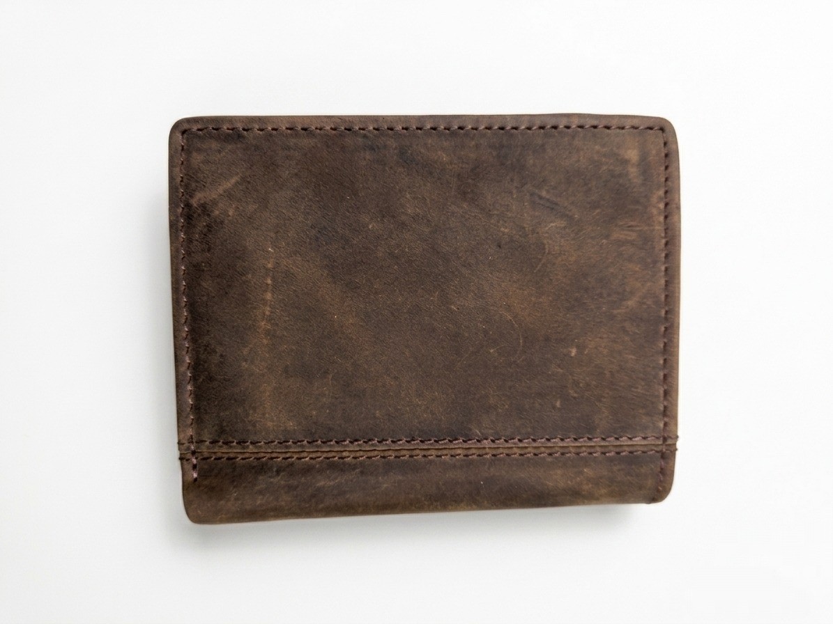 Vintage Brown Knp Leather Trifold Wallet Zipper Coin Pocket Card Holder..