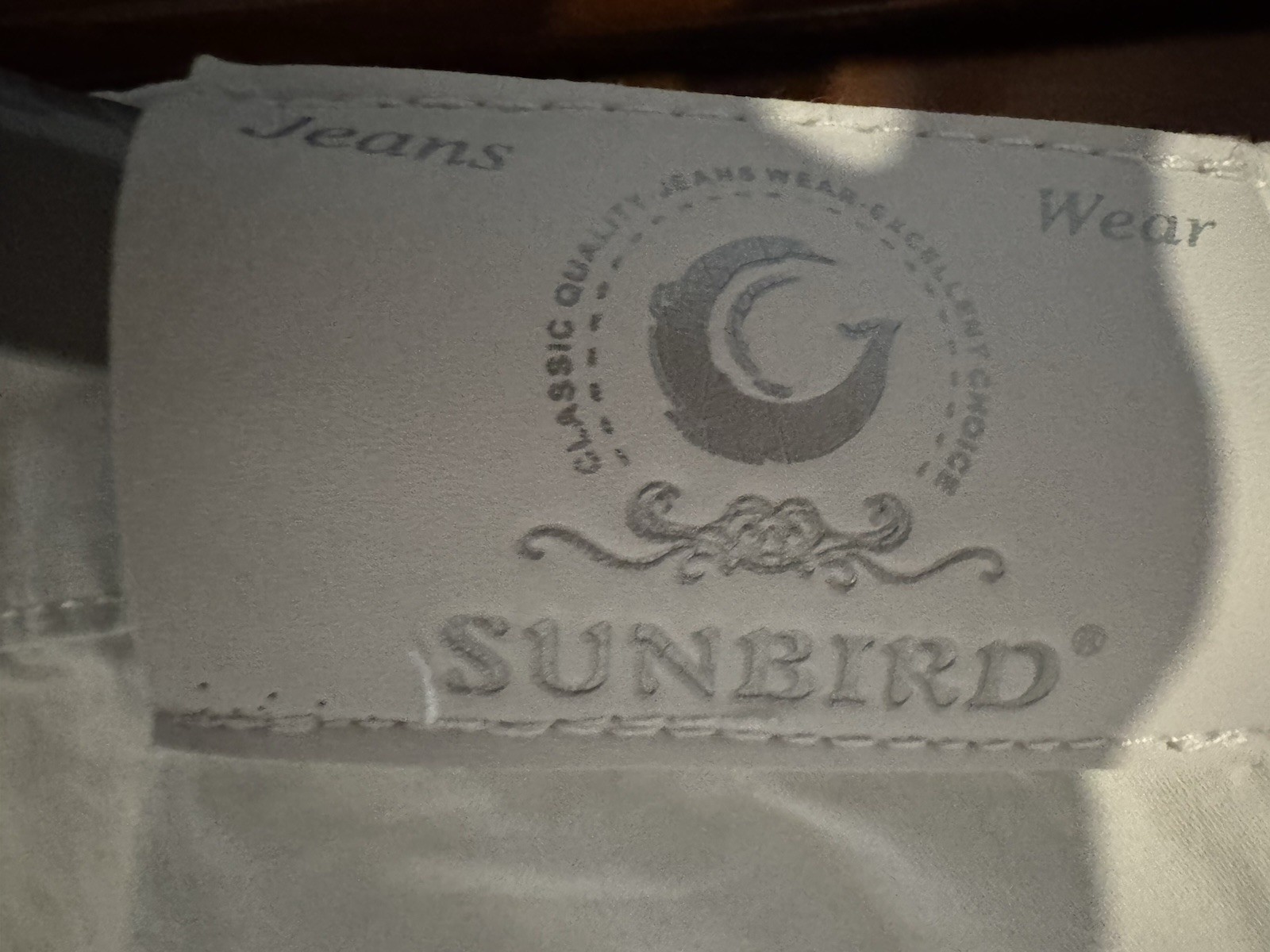 Sunbird women’s jeans cotton elastane summer with rhinestones XL/W/34 white