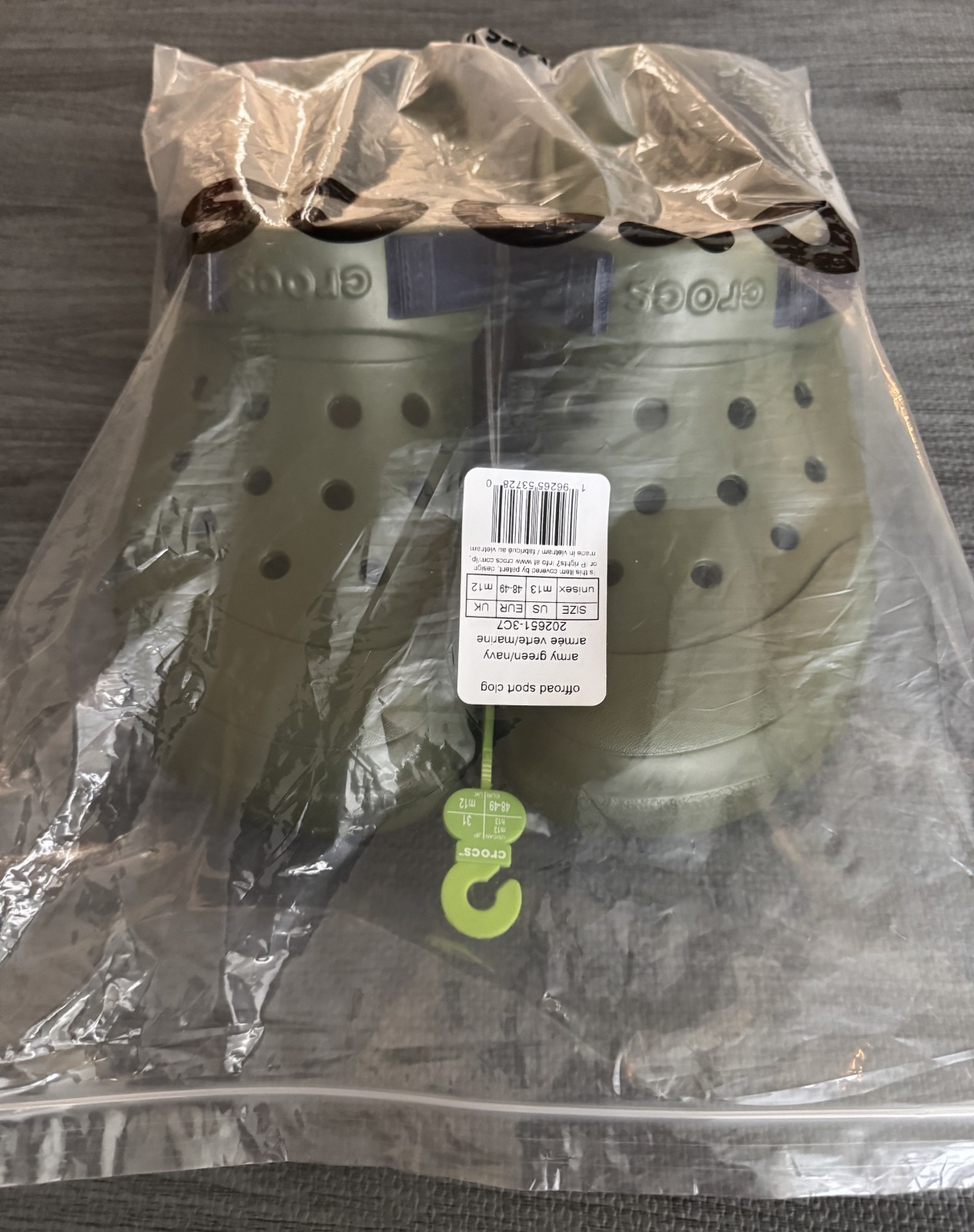 Crocs Men’s Offroad Sport Clogs Slip-on Sandals – US Size 13 | Army Green / Navy
