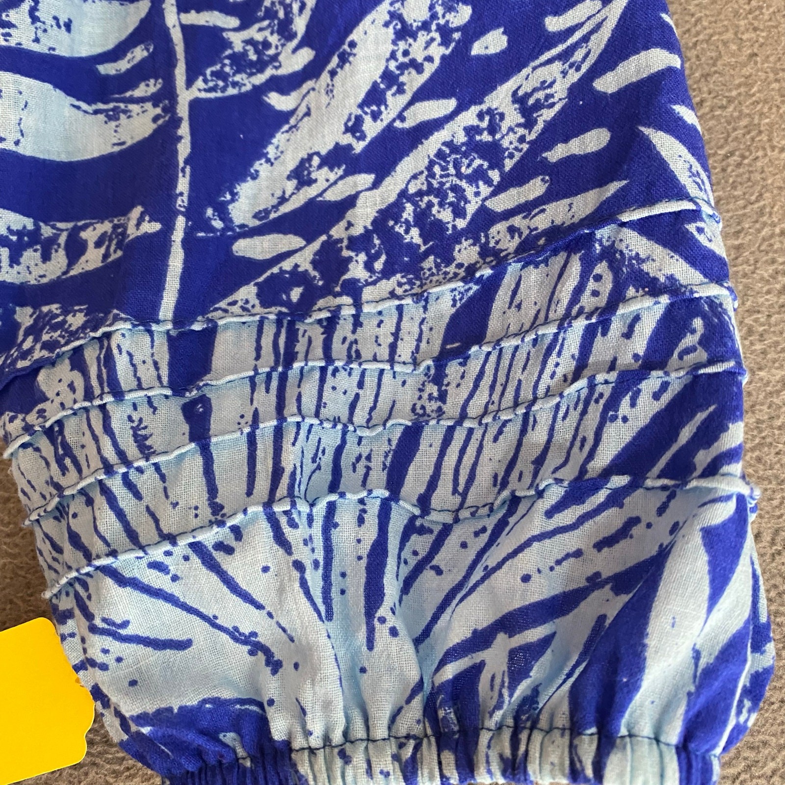 Vtg 80s 90s Two Potato Laguna Beach Midi Tiered Muumuu Dress XS Cotton Blue NOS