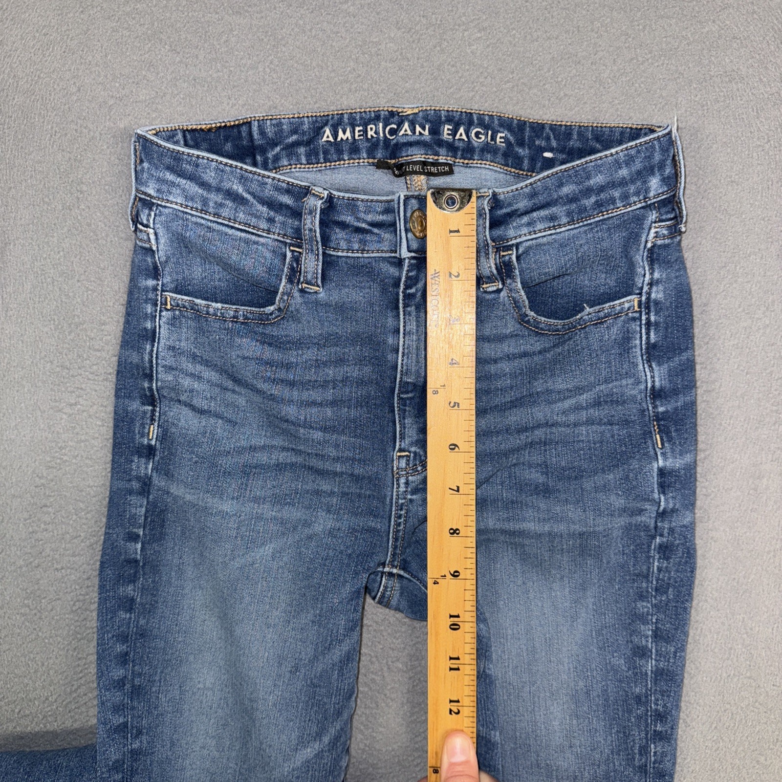 American Eagle Jeans Womens 2 Blue Hi-Rise Jegging Stretch Distressed Denim