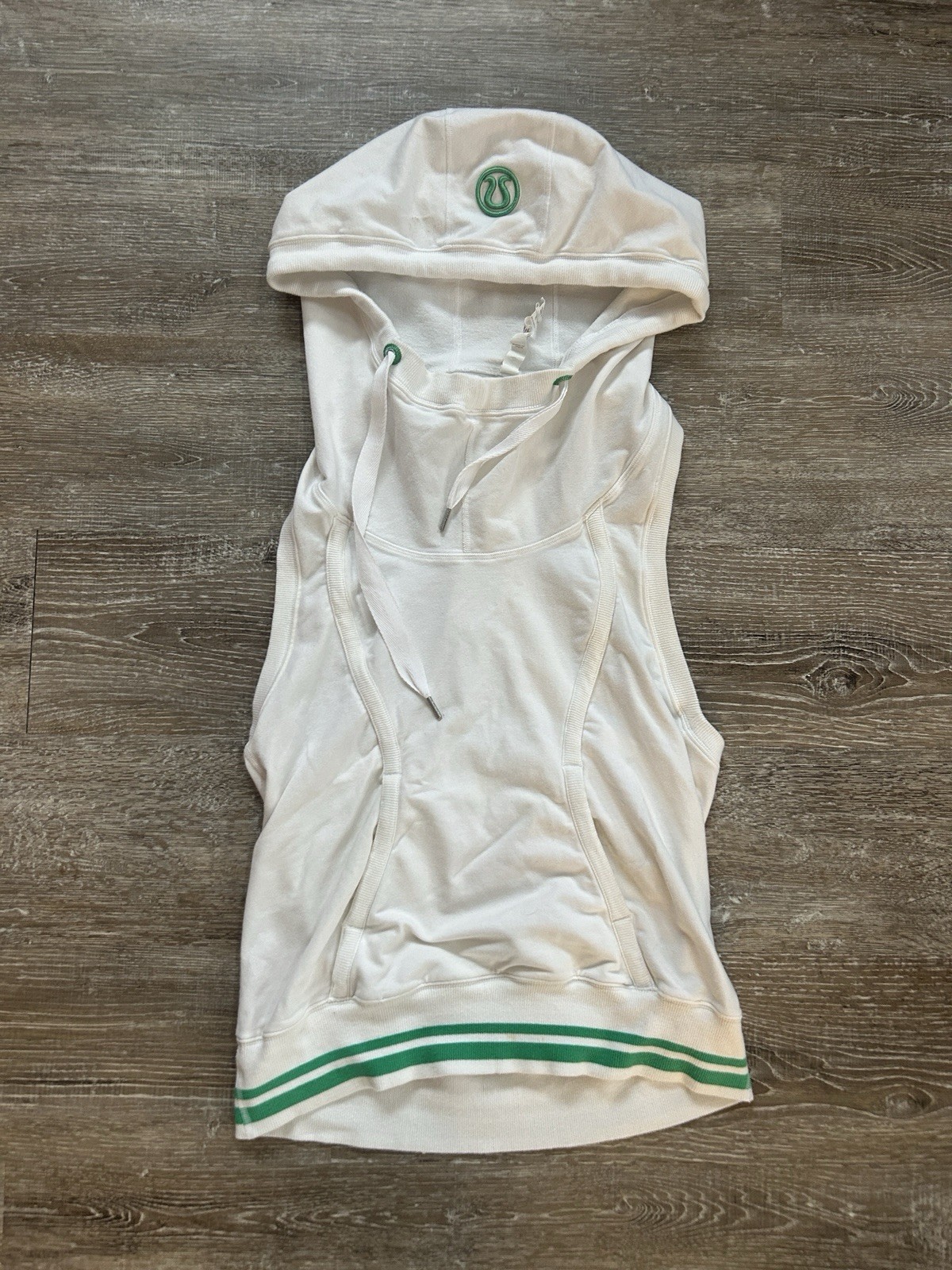 Womens Lululemon Flashback Tunic Tank Hoodie White Logo Size 10 Sleeveless