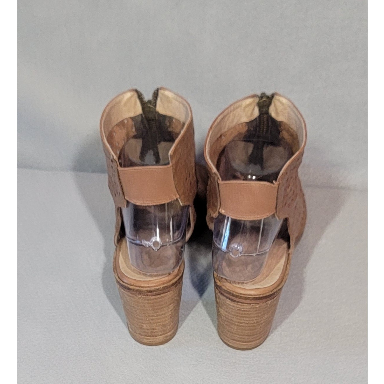 Sheridan Mia Leather Perforated Heeled Sandals 38 7.5