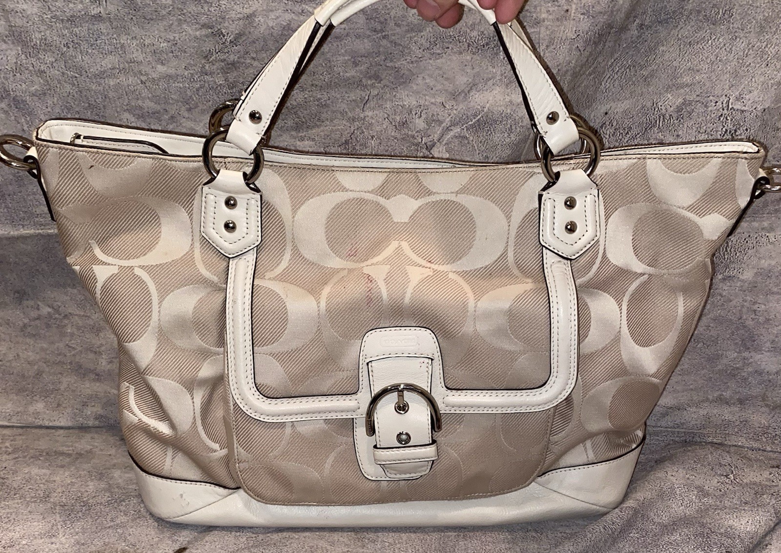 Coach Signature CC Monogram Izzy Campbell Satchel Crossbody Shoulder Bag Purse