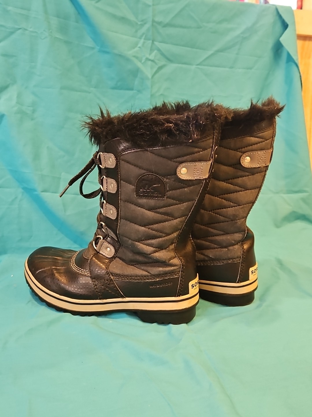 Sorel Tofeno II BIack Winter Snow Boots Faux Fur Lined Womens Size 6 NY2419-010
