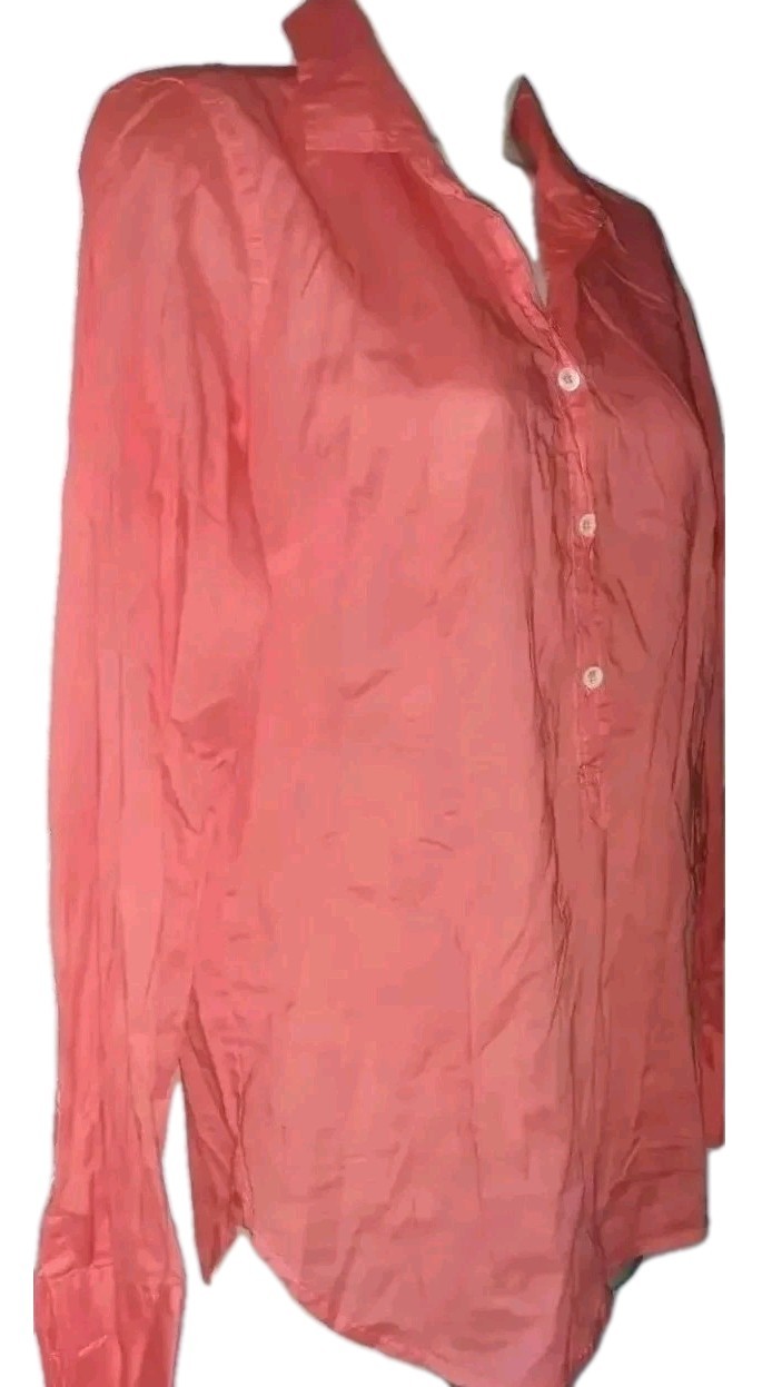 J Crew Button Up Shirt Womans Size 4 Coral Long Sleeves