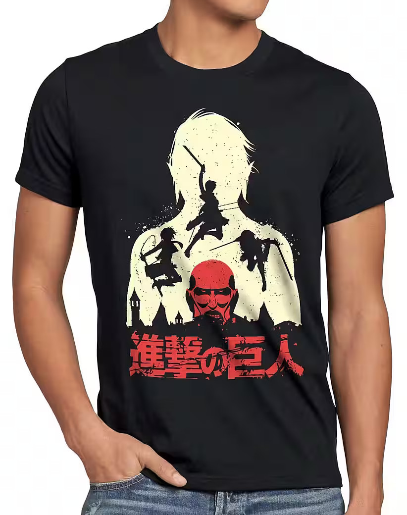 Anime Herren Titan Fight Aot On Attack Eren Black T-Shirt, Gift For Friends