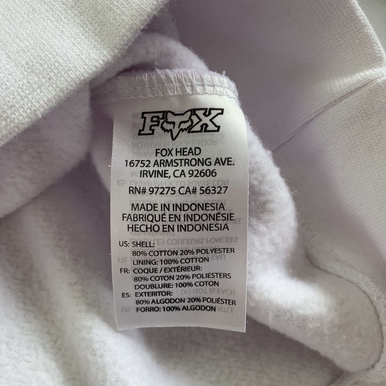 Fox Racing Development Foyl Pro Circuit Hoodie White XXL Sweatshirt Style 30572