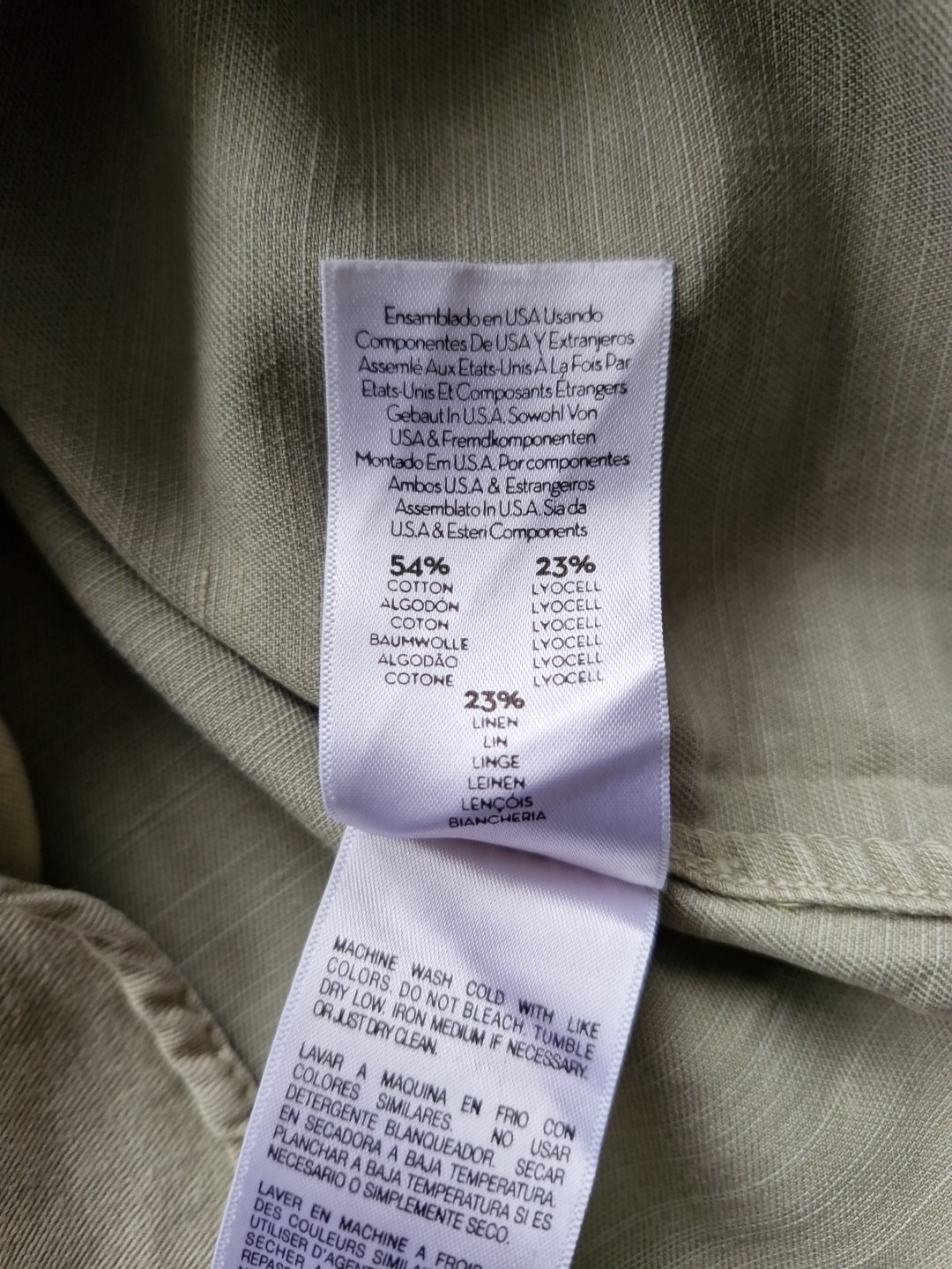 Mother The Frenchie Slipover Cotton Blend Military Green Shirt Womens Size Small