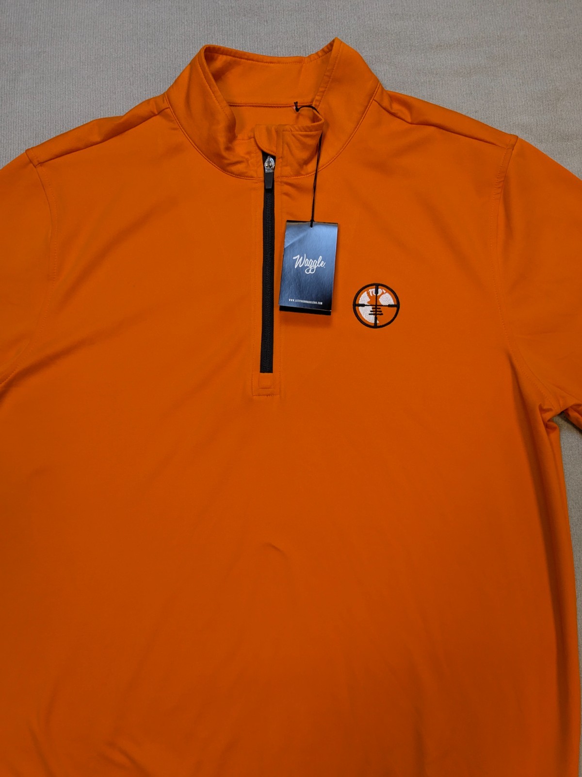 Waggle Pullover Mens Large Orange Golf Zip Performance Shirt New Wicking Logo