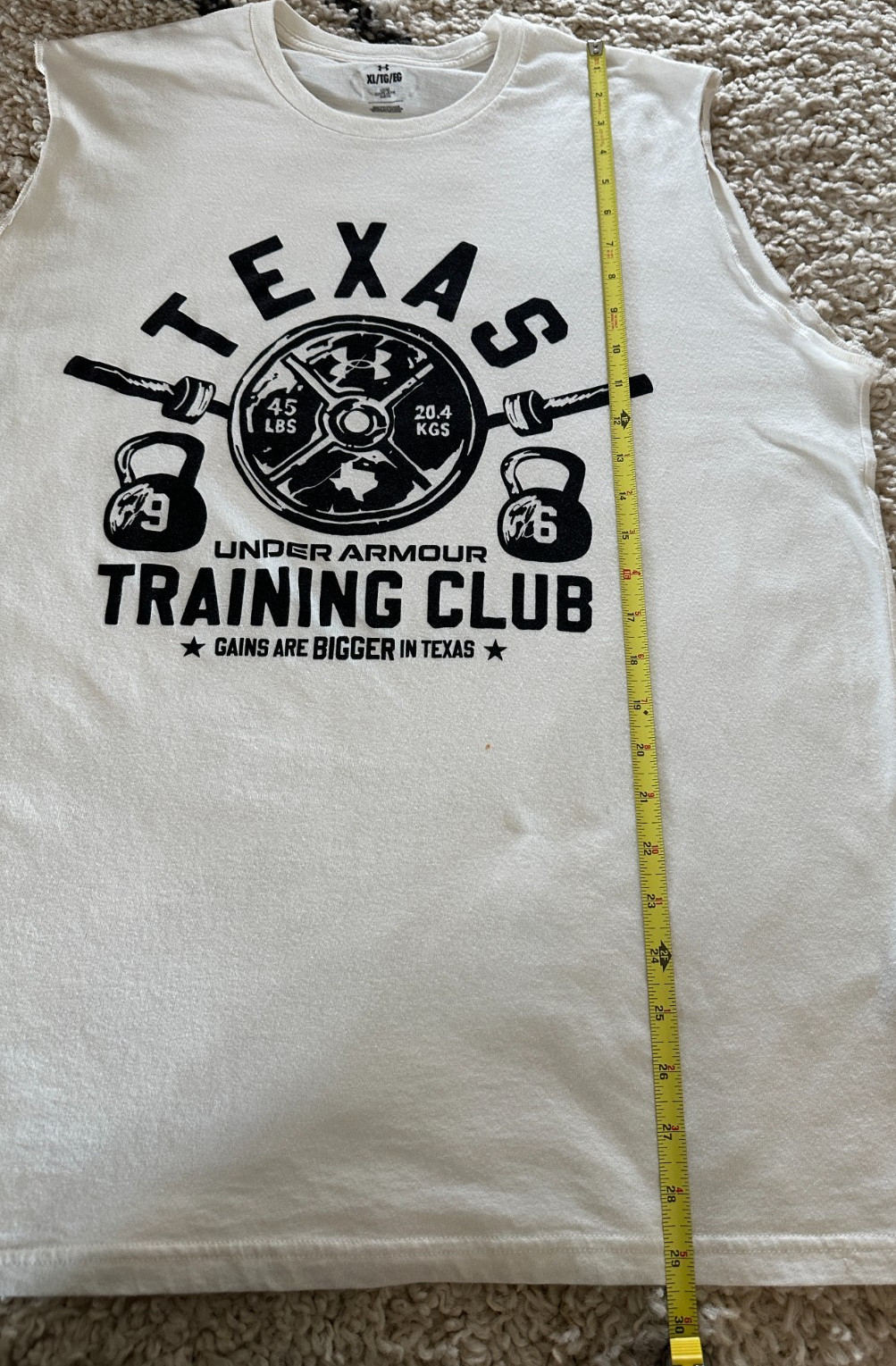 Under Armour Texas Training Club Mens XL White Sleevless Muscle Tank Gym Shirt