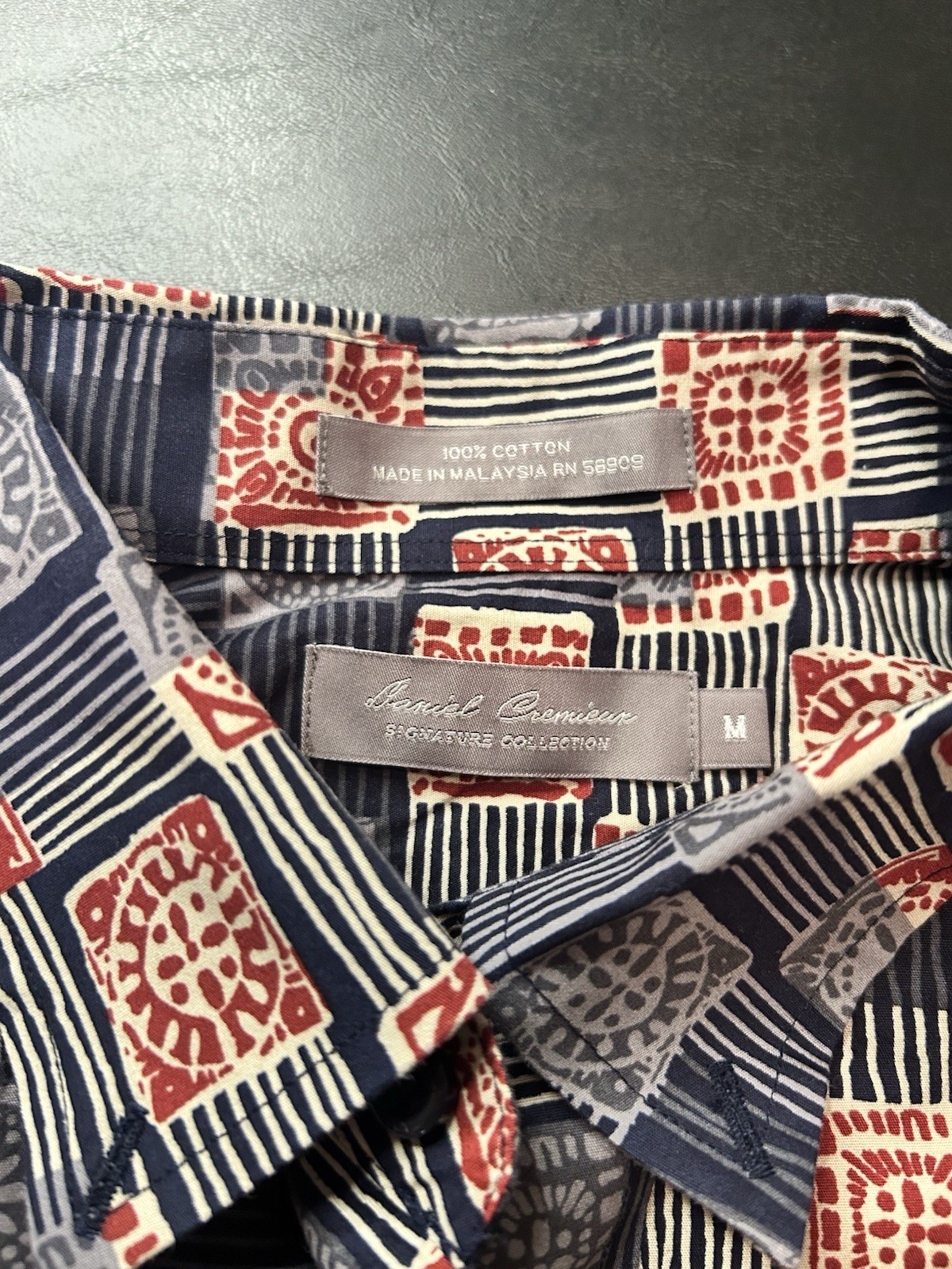 Daniel Cremieux Signature Collection Men’s Blue Geometric Short Sleeve Button-Up