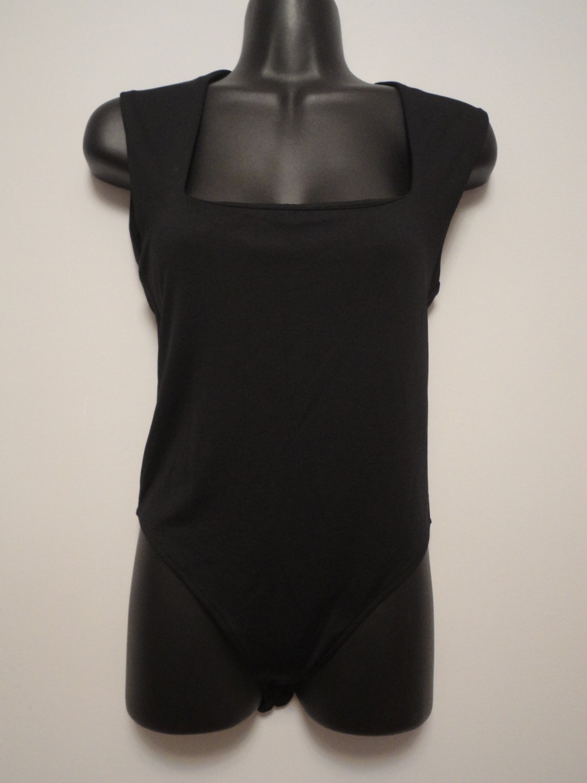 Zara Women’s Black Square Neck Stretch Sleeveless Tank Bodysuit Top Size M