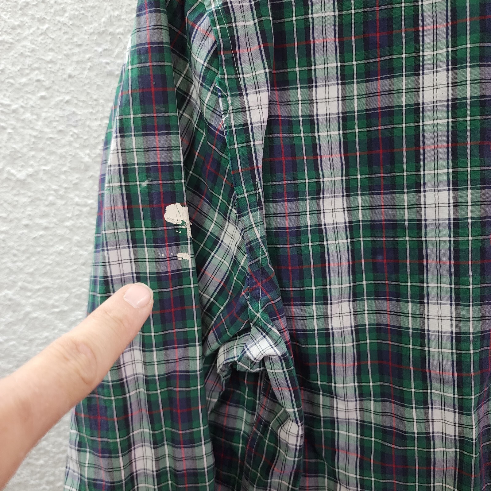 Nautica Men’s Slim Fit Wrinkle-Resistant Plaid Shirt, Green, Large**DEFECTIVE**