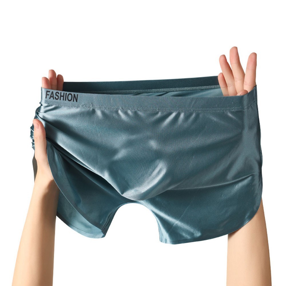 4PCS Men’s Ice Silk Underwear Breathable Boxer Shorts Seamless Satin Soft Briefs