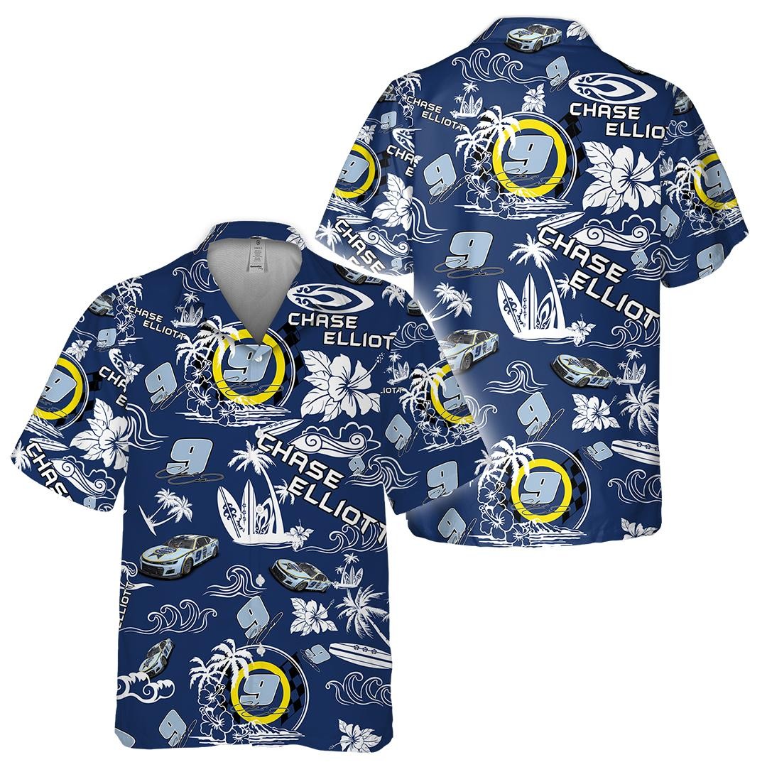 Chase Elliott Nascar 2023 Kelley Blue Book Racing Baseball Jersey Button Hawaiia