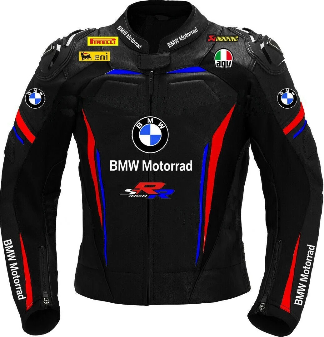 BMW Men’s Motorrad Style Genuine Cowhide Leather Motorcycle Racing Biker Jacket
