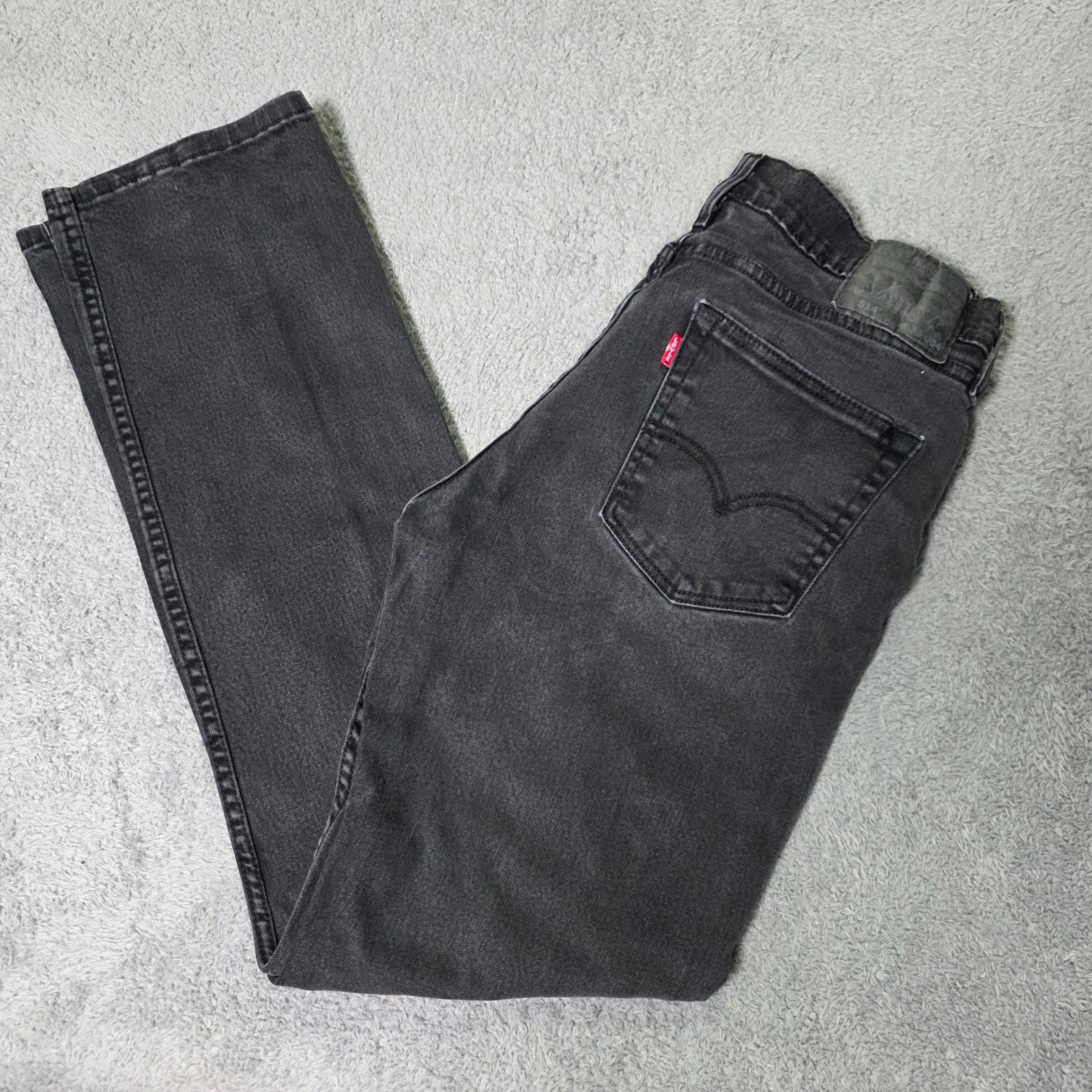 Levis Mens 33×34 514 Straight Fit Jeans Black Faded Denim Waterless 0075-1174