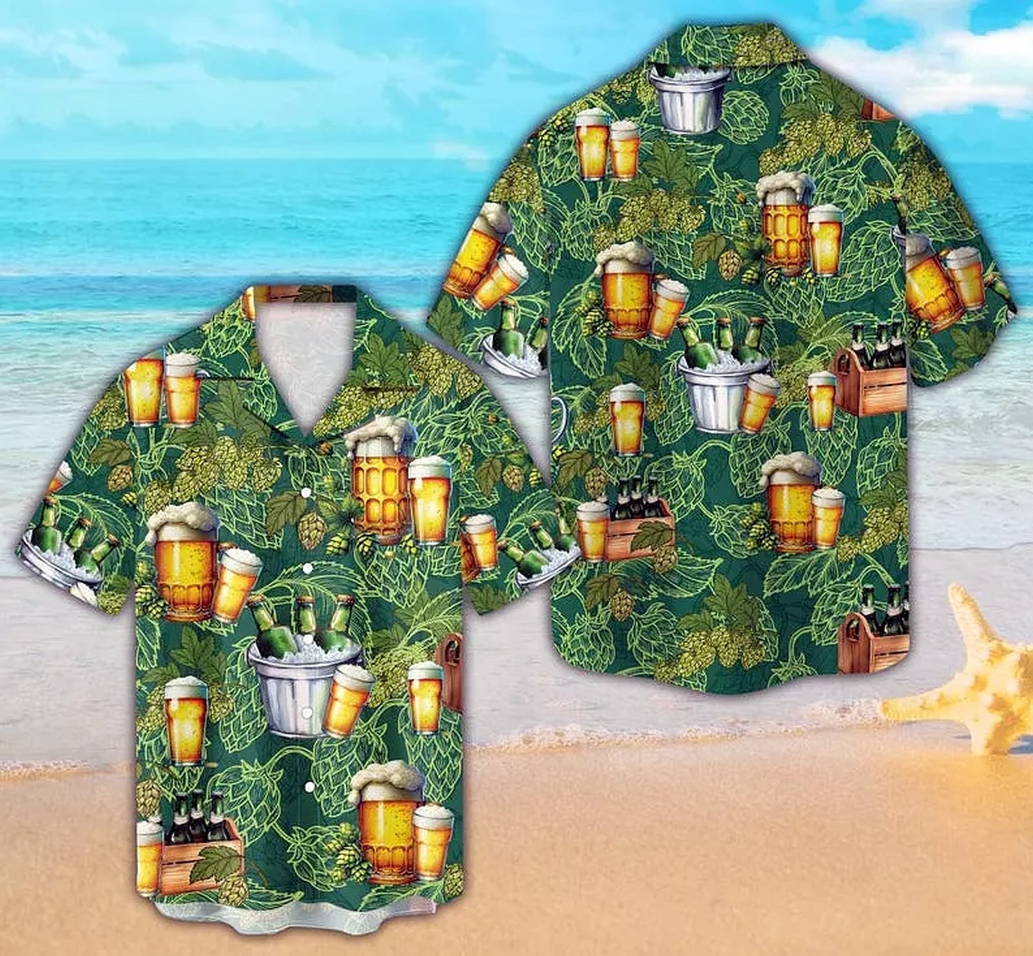 Irish Beer St. Patrick’s Day Hawaiian Shirt – Hops & Flowers for Men & Women