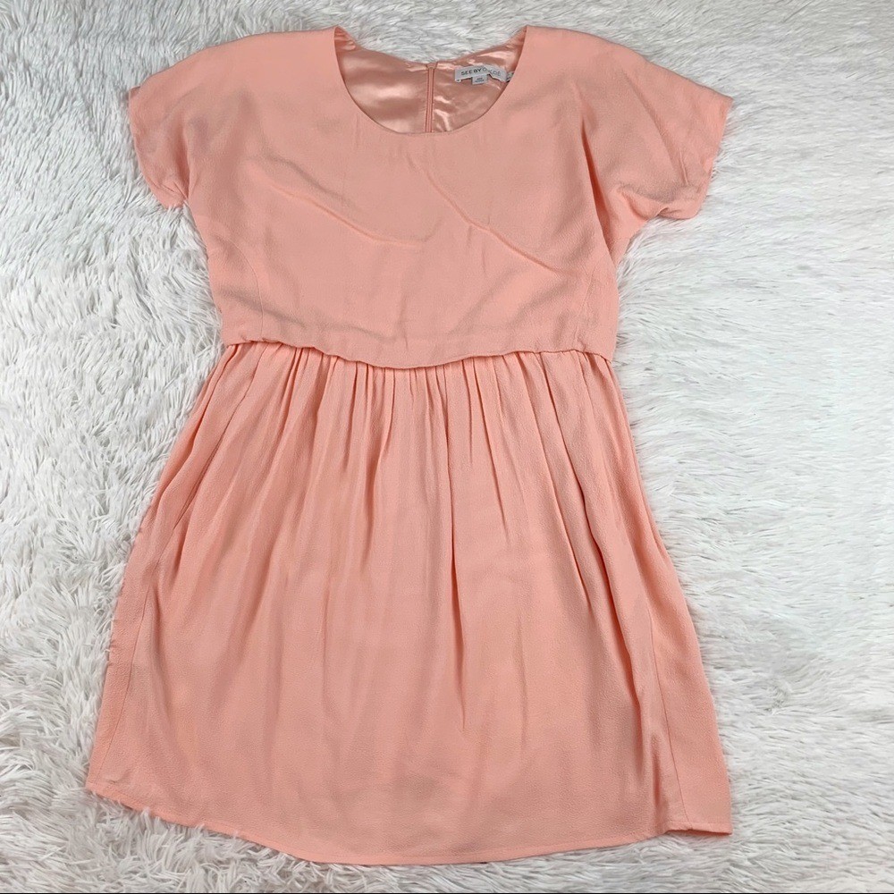 See by Chloe short sleeve skater mini dress in orange women size 4