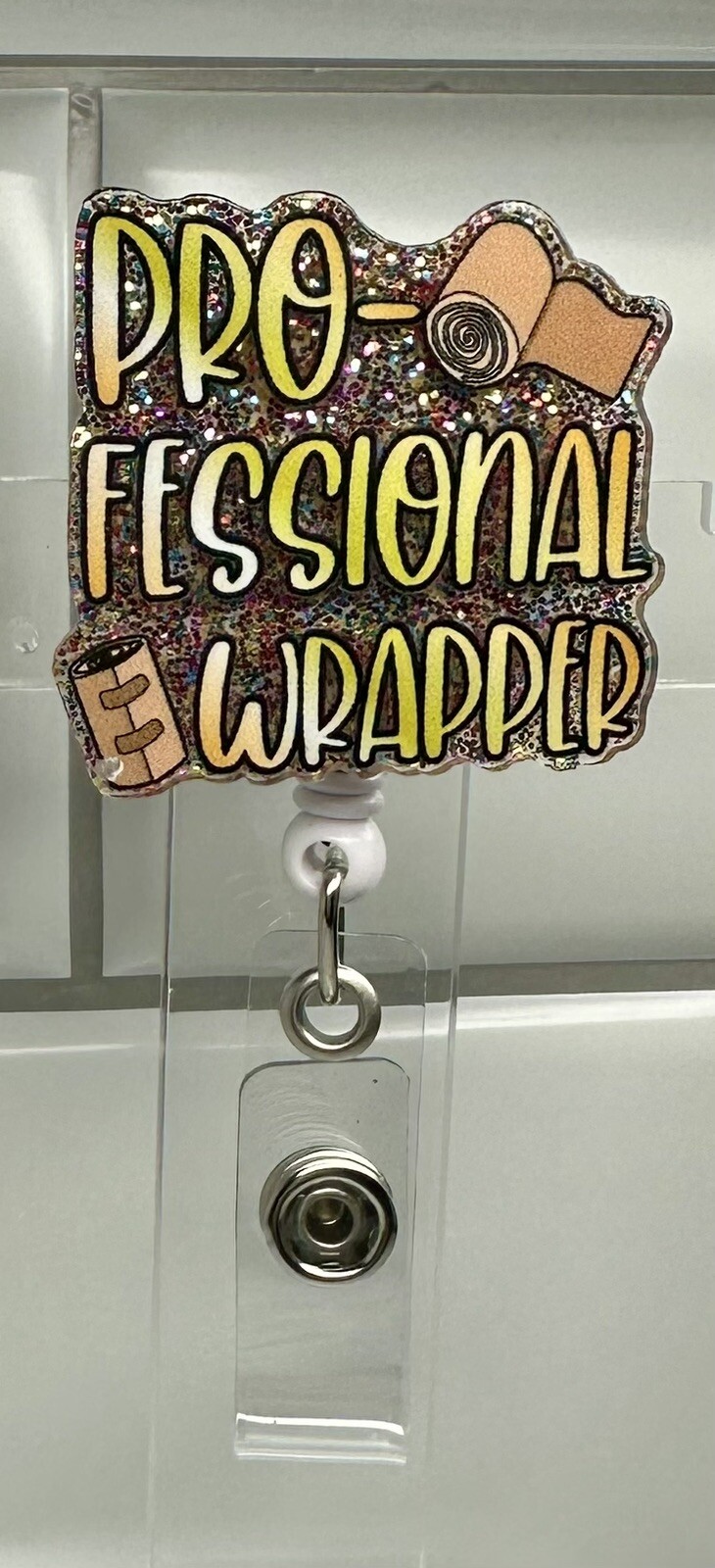Wound Care Professional Wrapper Nurse Tech Badge Reel ID Retractable New